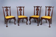 Very Rare Set Of Four Highly Carved Chippendale Mahogany Side Chairs - 1400957