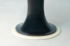 Very elegant oval table with turned base in petrol blue lacquered wood - 2555140