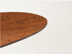 Very elegant oval table with turned base in petrol blue lacquered wood - 2555164