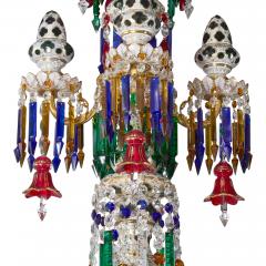 Very large Bohemian Belle poque style coloured cut glass chandelier - 4409234