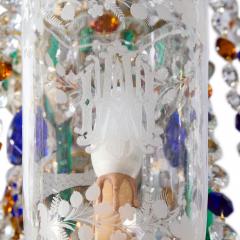 Very large Bohemian Belle poque style coloured cut glass chandelier - 4409236