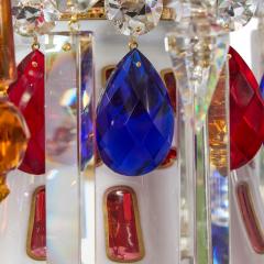 Very large Bohemian Belle poque style coloured cut glass chandelier - 4409239