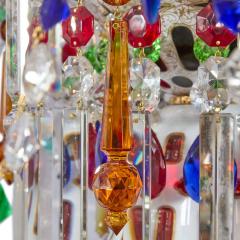 Very large Bohemian Belle poque style coloured cut glass chandelier - 4409240