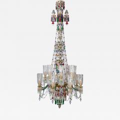 Very large Bohemian Belle poque style coloured cut glass chandelier - 4412314