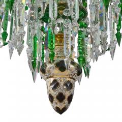 Very large Bohemian clear and green cut glass chandelier - 4239193