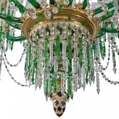 Very large Bohemian clear and green cut glass chandelier - 4239194