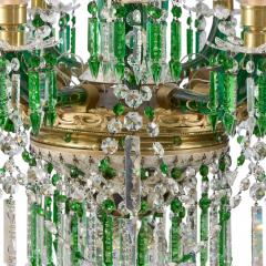 Very large Bohemian clear and green cut glass chandelier - 4239195