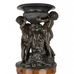 Very large Italian patinated bronze and carved wood sculptural jardini res - 4023859