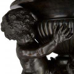 Very large Italian patinated bronze and carved wood sculptural jardini res - 4023862