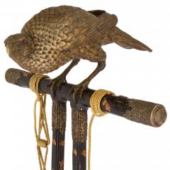 Very large Japanese bronze hawk sculpture on a stand - 4387765