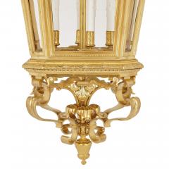 Very large Napoleon III period Rococo style gilt bronze lantern - 2176893