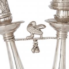 Very large Persian solid silver huqqa pipe - 3188149
