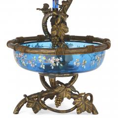 Very large gilt bronze and Bohemian blue enamelled glass centrepiece - 1653240