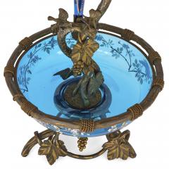 Very large gilt bronze and Bohemian blue enamelled glass centrepiece - 1653243