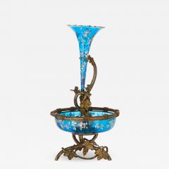 Very large gilt bronze and Bohemian blue enamelled glass centrepiece - 1656144