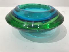 Vibrant Blue and Green Murano Glass Bowl - 1130790