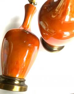 Vibrant Pair of 1960s Iridescent Orange glazed Bottle form Lamps - 1894061