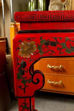 Vibrant Red Cinnabar Lacquered Chinese Altar Table - 342930