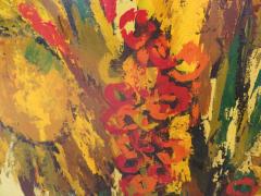 Vibrant XL Abstract Mid Century Modern G Virkala Daisy Sun Flowers Painting - 2707444