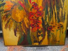 Vibrant XL Abstract Mid Century Modern G Virkala Daisy Sun Flowers Painting - 2707461