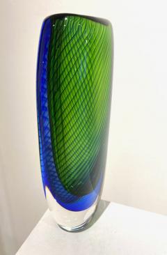 Vicke Lindstrand BLUE AND GREEN GLASS VASE BY VICKE LINDSTRAND FOR KOSTA BODA - 3396580