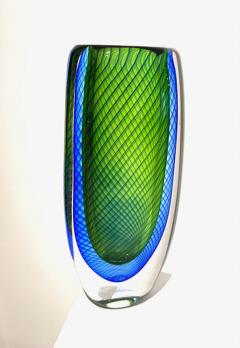 Vicke Lindstrand BLUE AND GREEN GLASS VASE BY VICKE LINDSTRAND FOR KOSTA BODA - 3396589