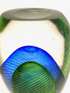 Vicke Lindstrand BLUE AND GREEN GLASS VASE BY VICKE LINDSTRAND FOR KOSTA BODA - 3396630