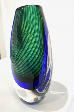 Vicke Lindstrand BLUE AND GREEN GLASS VASE BY VICKE LINDSTRAND FOR KOSTA BODA - 3396592