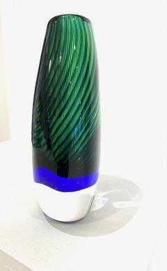 Vicke Lindstrand BLUE AND GREEN GLASS VASE BY VICKE LINDSTRAND FOR KOSTA BODA - 3396615