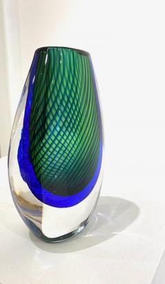 Vicke Lindstrand BLUE AND GREEN GLASS VASE BY VICKE LINDSTRAND FOR KOSTA BODA - 3396628