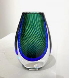 Vicke Lindstrand BLUE AND GREEN GLASS VASE BY VICKE LINDSTRAND FOR KOSTA BODA - 3484622