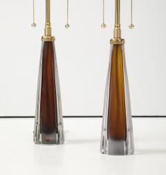 Vicke Lindstrand Beautiful Pair of Cognac Colored Glass Lamps by Vicki Linstrand for Kosta Boda  - 3957219