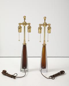 Vicke Lindstrand Beautiful Pair of Cognac Colored Glass Lamps by Vicki Linstrand for Kosta Boda  - 3957224