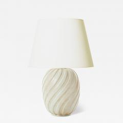 Vicke Lindstrand Large Table Lamp with Swirling Flutes in Toasty Almond Tones by Vicke Lindstrand - 3457829