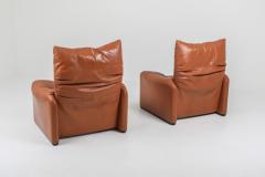 Vico Magistretti Maralunga Cognac Leather Club Chairs by Vico Magistretti for Cassina 1974 - 1183810