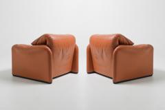 Vico Magistretti Maralunga Cognac Leather Club Chairs by Vico Magistretti for Cassina 1974 - 1183816