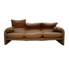 Vico Magistretti Original Vico Magistretti for Cassina Maralunga Brown Leather Italian Sofa - 961728