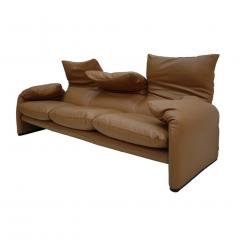 Vico Magistretti Original Vico Magistretti for Cassina Maralunga Brown Leather Italian Sofa - 961732