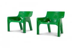 Vico Magistretti Vico Magistretti Vicario Green Lounge Chairs 1970s - 866343