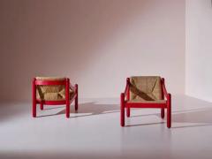 Vico Magistretti Vico Magistretti for Cassina Pair of Rush Beech Carimate Armchairs Italy 1963 - 3469175