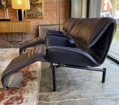 Vico Magistretti Vico Magistretti for Cassina Veranda Lounge Chair in Blue Leather - 2219451