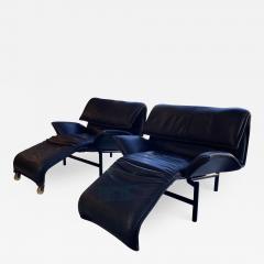 Vico Magistretti Vico Magistretti for Cassina Veranda Lounge Chair in Blue Leather - 2222003