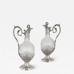 Victor Boivin Pair of Rococo style silver mounted crystal jugs by Boivin - 1572702