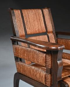 Victor Courtray Rare Model Mid 20th Century Oak and Sisal Armchair - 3600413