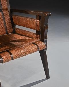 Victor Courtray Rare Model Mid 20th Century Oak and Sisal Armchair - 3600414