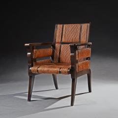 Victor Courtray Rare Model Mid 20th Century Oak and Sisal Armchair - 3600415