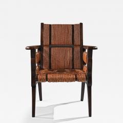 Victor Courtray Rare Model Mid 20th Century Oak and Sisal Armchair - 3603001