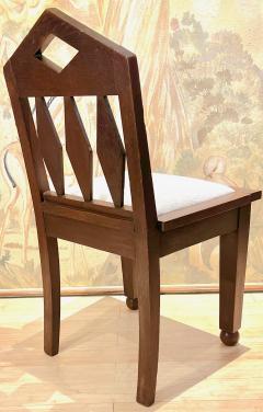 Victor Courtray Victor Courtray rarest set of 6 neo gothic brutalist oak dinning chairs - 2732480