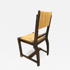 Victor Courtray Victor Courtray set of 6 brutalist oak and rush dinning chairs - 976745