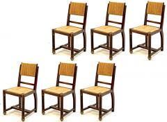 Victor Courtray Victor Courtray set of 6 oak and rush organic dinning chairs - 1546061